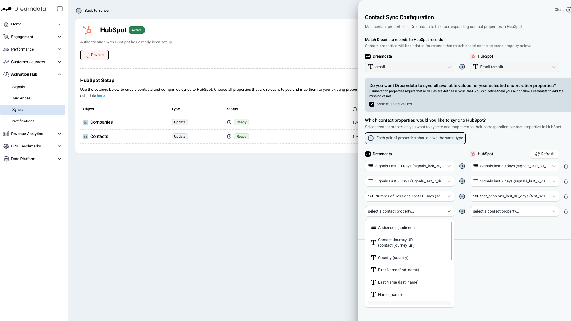 Setup CRM syncs in Dreamdata